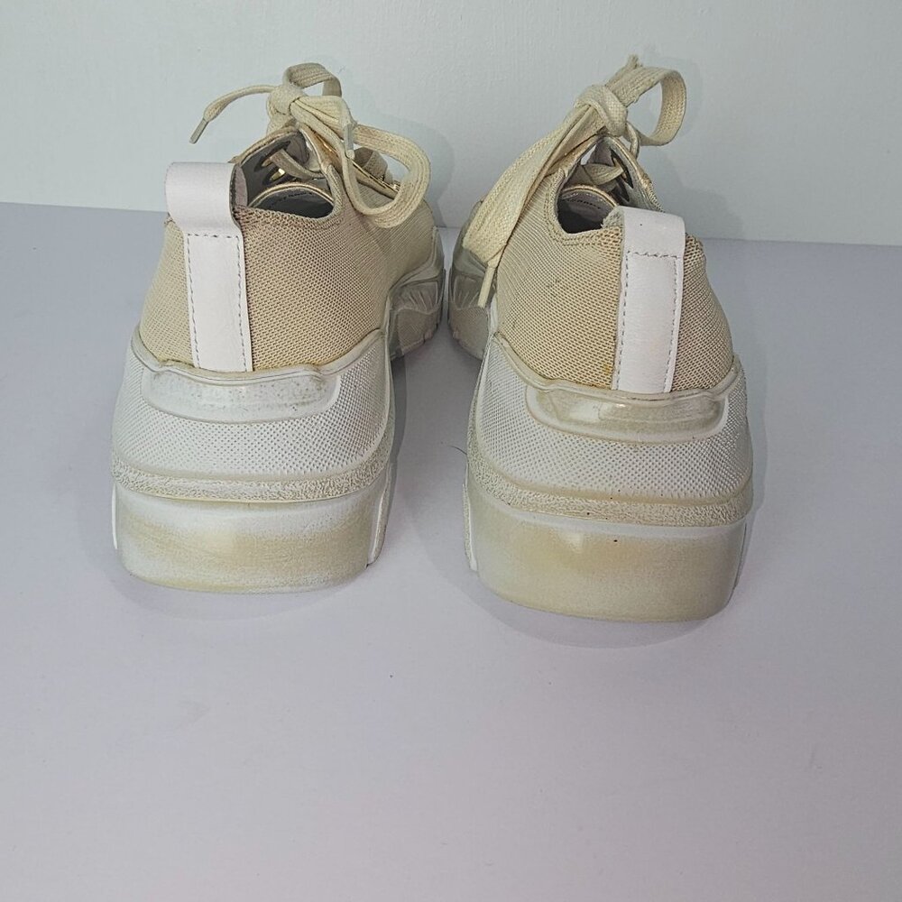 Lola Cruz Gold Mesh, Satin, Leather Chunky Heel Sneakers, Sz 36 - Picture 10 of 10